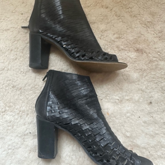 LAVORAZIONE ARTIGIANALE Piampoiani Italian Leather Peep Toe Boots Sz 38 or 7 US - Picture 3 of 9